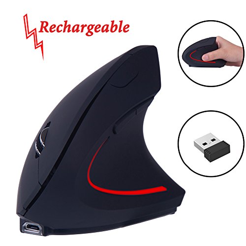 EIGIIS Ergonomic Rechargeable Handheld Mouse Adjustable DPI 800/1200/1600 High Precision Optical Vertical Scroll Endurance Thumb Mouse Mice For Laptop PC Desktop Notebook