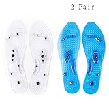 Massaging Insoles,Acupressure Magnetic Massage Foot Therapy Reflexology Pain Relief Shoe Insoles Washable and Cutable 2 Pair (White and Blue)
