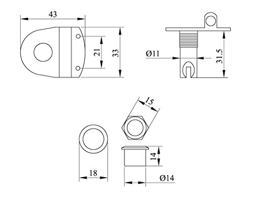 Gourd Bass & U-Bass Series Locking Tuners, Gear Ratio 1:24, Set of 4
