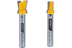 MICROJIG MatchFit Dovetail & Relief Router Bit Bundle – Precision 14-Degree Dovetail Bit + 3-Degree Relief Bit for Clean Groo