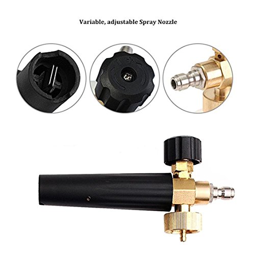 AYAOQIANG Car Wash Pressure Washer Adjustable Foam Cannon 1 Liter Bottle, 1/4 Quick Connector Foam Blaster for Pressure Washer Gun,5 Pressure Washer Nozzles for Cleaning with Glove