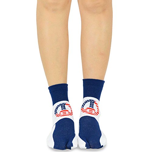 TeeHee Flip Flop Big Toe Cotton Socks 3-Pairs Pack (American Flag)