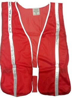 RED MESH SAFETY VEST WITH 3/4" REFLECTIVE STRIPES XXL