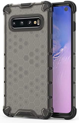 zivite Transparent Honeycomb Hybrid Hard PC + TPU Bumper Impact Resistant Protective Cover/Case for Samsung Galaxy S10 Plus - Clear Black
