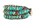 Celtic Knot Bracelet Leather Turquoise-Jasper Beaded Wrap (Goldish Bronze Button)