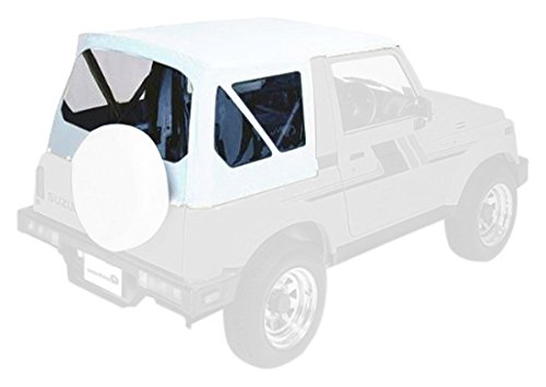 Pavement Ends by Bestop 51133-52 White Denim Replay Replacement Soft Top Clear Windows; No door skins included for 1987-1995 Suzuki Samurai