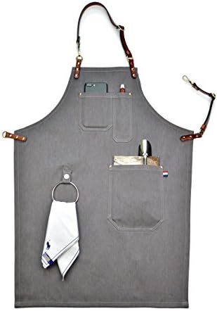 Professional Grade Chef Apron VAHOME for Kitchen BBQ Painting Grill and Cafe with Towel Loop + Tool Pockets + Quick Release Buckle (b, S)