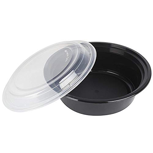 50-Pack containers with Lids (24 OZ.) Lunch Boxes -BPA-Free Food Grade.- Freezer & Dishwasher Safe - Premium Quality