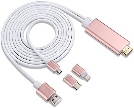KangKaiLai Lightning [USB 3.1] [ Micro USB] To Hdmi Converter, 6Ft High Grade iPhone Andriod Ipad (Just For 3G + Wifi Model ) 3 in 1 Cable Adapter For Tv Or Car Hdmi Cable 1080P (Rose gold)