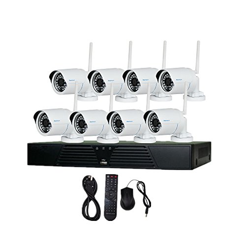 JideTech 720P Onvif H.264 P2P Wireless IP Camera 8CH NVR Kit CCTV Security Camera System