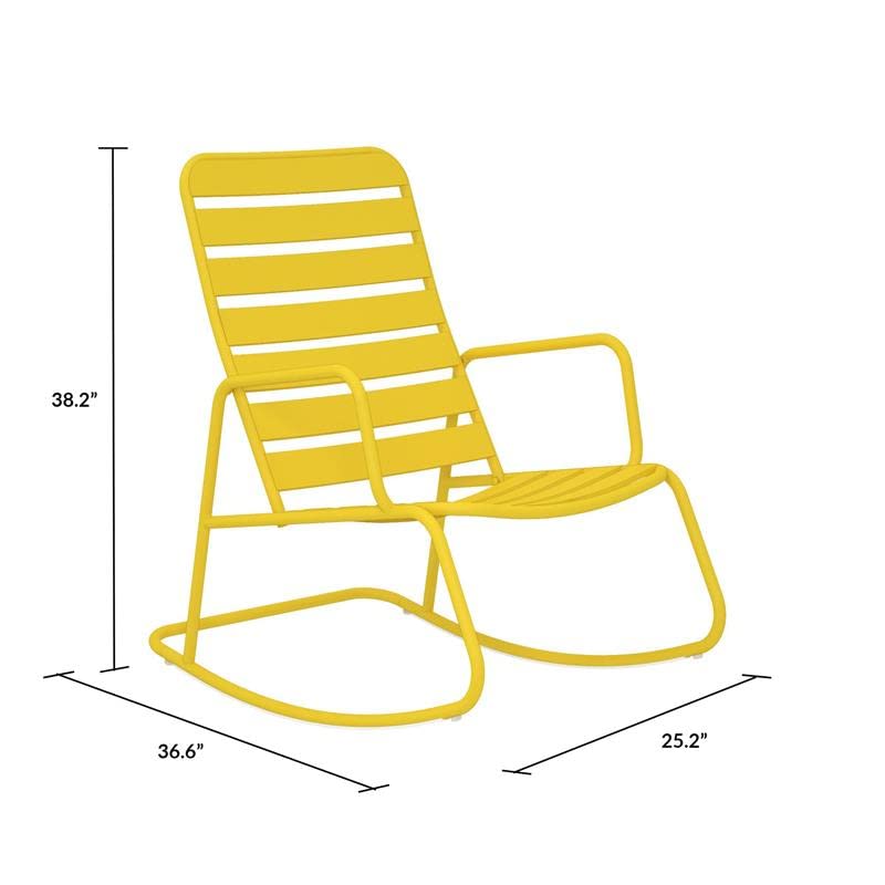 Novogratz 88065YLW1E Poolside Roberta Outdoor Rocking Chair, Yellow