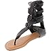 Wild Diva Tanaya-540 Women's T-Strap Buckle Gladiator Back Zip Flat Thong Sandal