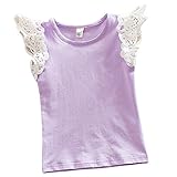 Kayla qin Baby Infant Girls Vest Tanks Tops Pure Cotton Wing Lace Basic T-shirt 3 Month-5 Years