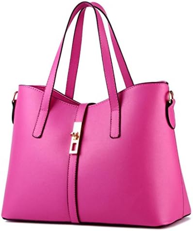 YouNuo Womens Candy Colors PU Leather Top-Handle Handbag Office Lady Tote Bags with Zipper Lock Closure