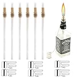 Wine Bottle Torch Kit 6 Pack, Includes 6 Long Life Torch Wicks, Copper Lamp Cover & Brass Wick Mount(13.7 Inch,Bottle not Included)