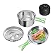 Chihee Stainless Steel 2 Pieces Kit 0.7L Frying Pan and 1.3L Pot with Lid Camping Cookware Set Folding Hand Portable Lightweight Cooking Mess Kit for Outdoor Hiking Backpacking Picnic