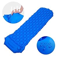 EZONTEQ Hand Press Inflatable Sleeping Pad, Airbed Air Mattress Cushion Mat with Pillow for Hiking Camping Backpacking Lightweight Compact Waterproof Nylon Elastic TPU Fabric