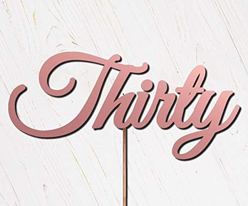 DindindiesDesigns Personalised Cake Toppers Birthday Thirty 30th Mirror Rose Gold (Any Age)