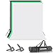 Neewer 6.5x9.8ft/2x3M Background Stand Backdrop Support System with 6x9ft/1.8x2.8M Muslin Backdrop (White, Black, Green), Clamps and Carrying Bag for Portrait,Product Photography and Video Shooting