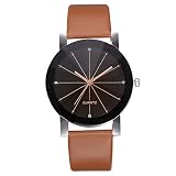 Wensltd Men's Classy Stainless Steel Quartz Military Sport Leather Band Dial Wrist Watch (Brown-1)