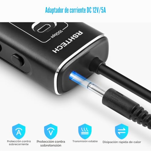 USB Powered Hub, RSHTECH 11 Ports USB 3.2 Hub with Power 60W (12/5A), USB Data Port 10Gbps (2*Tip-C, 1*Tip-A), 7*5Gbps USB 3.0 and 20W PD, Aluminum USB Splitter with 2 in 1 Cable, RSH-A11PD