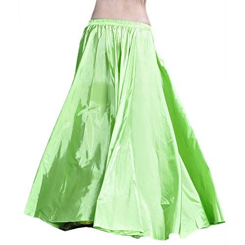 Backgarden 90cm Belly Dance Satin Long Dress Elastic Waistband Design Great Stage Effect (Light Green) - Thumbnail 3