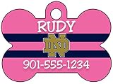 Notre Dame Fighting Irish Personalized Pink Dog Tag Pet Id Tag w/ Your Pet's Name and Number