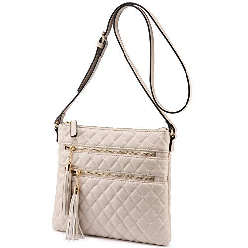 Crossbody Bags for Women with Double Zipper Pocket Tassel Over the
