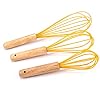 3Pcs Whisk Silicone Wisk Kitchen Tool Silicone Whisks for Cooking, Wooden Handle Kitchen Whisks Egg Beater Milk Frother…