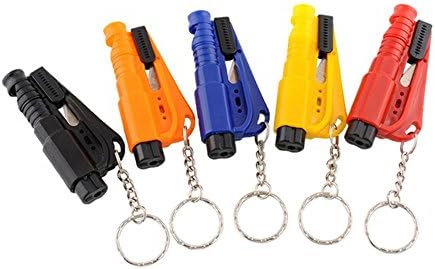 ESTD 3 in 1 Multi-function Great Keychain Car Emergency Hammer Rescue Safety Glass Breaker Seat Belt Cutter(Color: Send by Random)