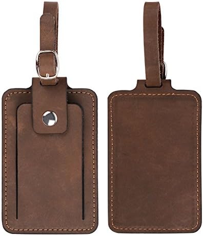 weiyiss ONLVAN Executive Leather Luggage Tag with Snap Closure (Brown)