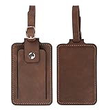ONLVAN Executive Leather Luggage Tag with Snap Closure (Brown)