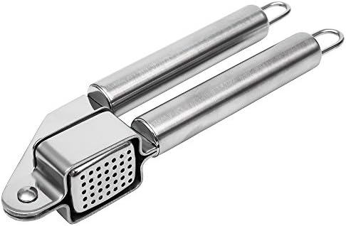 Famiry Stainless Steel Garlic Press, Mincer Chopper Crush Cloves and Ginger with Manual Peeler Set for Kitchen