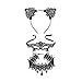 Zealmer Shoopic Sexy Cat Ear Headband Lace Masquerade Mask Black Choker Cosplay Costume Jewelry