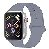YANCH Compatible with for Apple Watch Band 38mm 40mm, Soft Silicone Sport Band Replacement Wrist Strap Compatible with for iWatch Series 4/3/2/1, Nike+,Sport,Edition, M/L Size, Lavender Gray