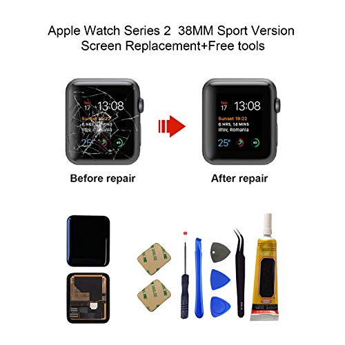 Ogodeal Apple Watch Series 2 LCD Screen Repair Kit Replacement with Repair Tool Set For Series 2 38MM A1757 & A1816 (S2-38mm)
