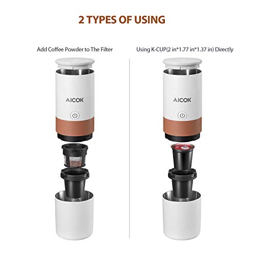 Aicok Portable Single Serve Coffee Maker, Mini KCup Pod Coffee Brewer