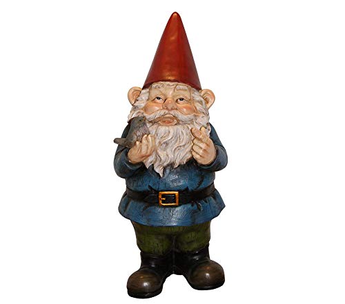 Outdoor Garden Backyard Décor Garden Gnome Holding Bird