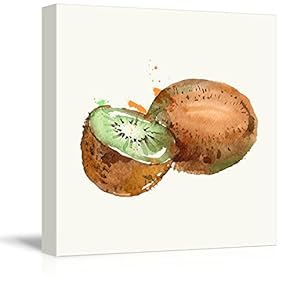 Square Canvas Wall Art - Kiwi Watercolor | Fruits Watercolor Art and Illustrations - Giclee Print Gallery Wrap Modern Home Art Ready to Hang - 12x12 inches