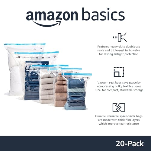 Amazon Basics Vacuum Storage Bags with Hand Pump for Travel, Space Saving photo 8