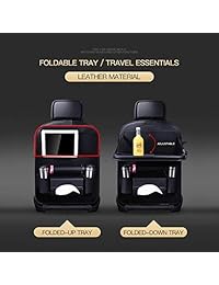 PALMOO   Organizador de asiento trasero de coche de piel sintética y mini soporte para iPad, uso universal como organizador de asiento trasero de coche para niños, botellas de almacenamiento, caja de pañuelos, juguetes
