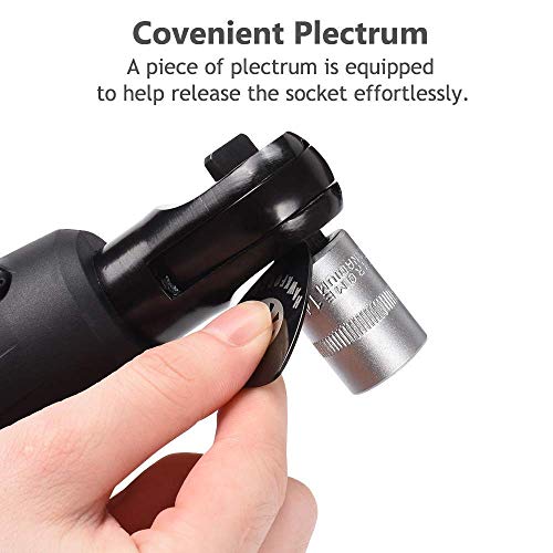 Electric Ratchet Wrench, HAWKFORCE Cordless 3/8 Inches Air Ratchet Tool Set Variable Speed Trigger with 12V Lithium-Ion Battery, Charger Kit and 16 PCS Wrench Sockets