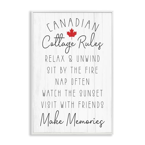 Stupell Industries Canadian Cottage Rules White Framed Giclee Art design by Lil…