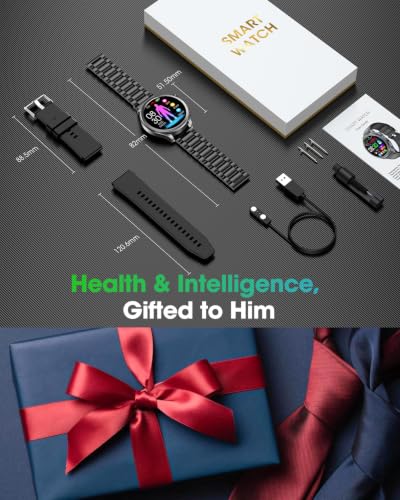 Men's Smart Watch with ECG, VFC, Microcheck, Blood Pressure, AI-GPT, SOS Call, 24H Sleep/Heart Rate/SpO2, 120+ Sports Modes, Flashlight, 5ATM Smartwatch for Android iOS Black
