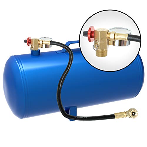 Hromee Air Tank Repair Kit w/Safety Valve, Pressure Gauge and 4 Feet Air Tank Hose Assembly kit