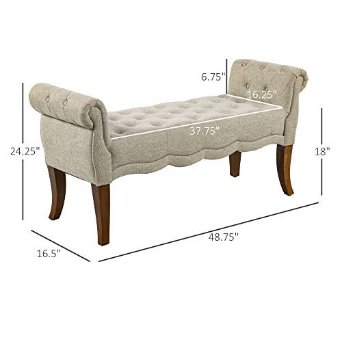 Traditional Style End of Bed Bench, Upholstered Bedroom Entryway