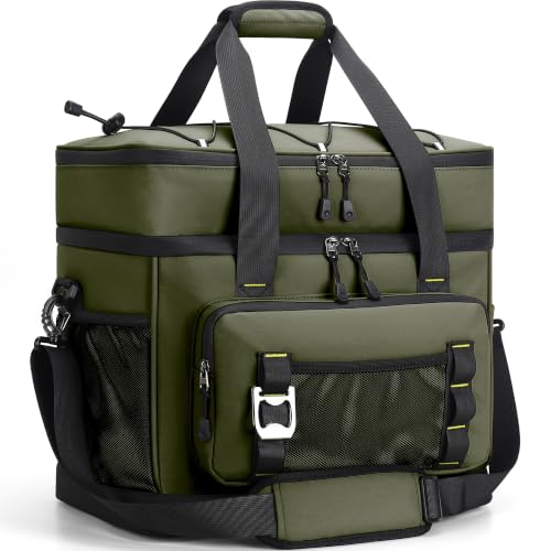Youngoa Portable Cooler, 40L Large Double Folding Beach Cooler, Portable and Waterproof Isothermal Thermal Bag for Picnic