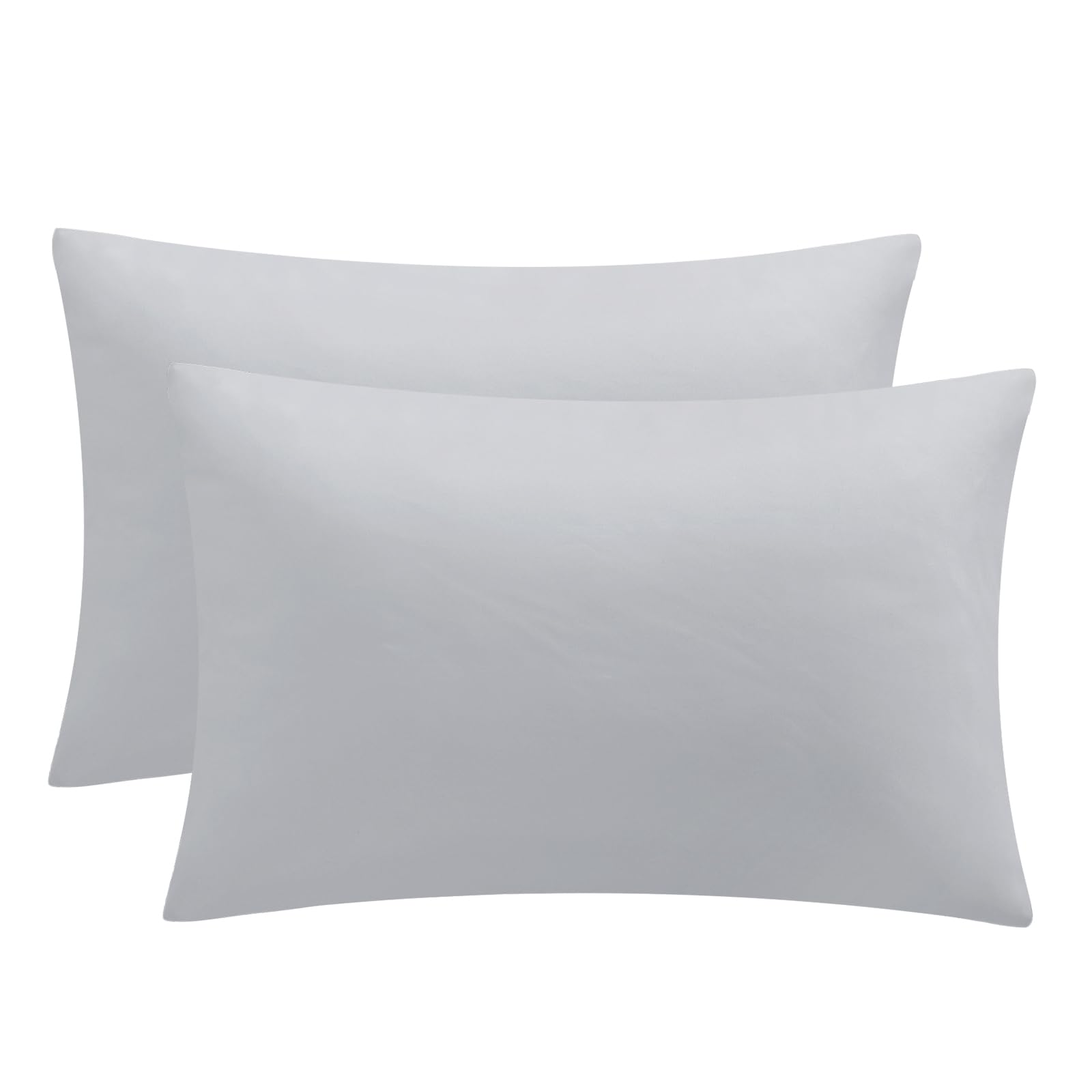 Tifschlaf Pillow Cases 2 Pack - Light Grey Pillowcases Plain Pack of 2, Super Soft Brushed Microfiber Standard Queen Pillow Covers With Envelope Closure, 50x75 cm