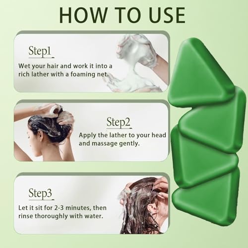 LBOYLOVE® Nature Triangle Shampoo Bar, Seven Green Soap Bar, Usman Grass Shampoo Soap for Hair Growth, Nourishes and Strengthens Hair, Moisturizing for Men & Women, 4.23 oz