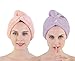Fasting Drying Microfiber Hair Turban Towels for Women and Girls, 2 Pack Head Twist Towel Wraps Quick Dry Your Wet Hair after Bath Spa Shower (light orange+light purple)